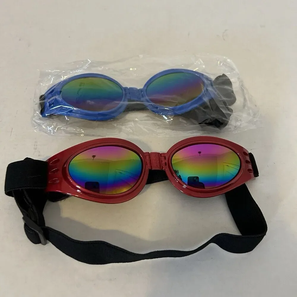 2Pcs Pet Dog Goggles Foldable Protection UV Sunglasses Windproof Medium Small